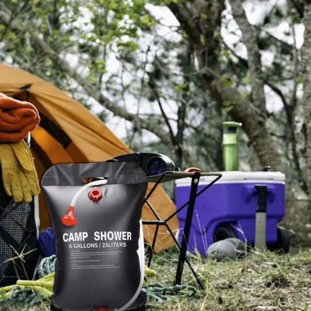 Походный туристический душ 20л 50°C CAMP SHOWER 41x60 см, кемпинговый душ с шнуром и крюком для подверса FG-80 Львов - изображение 3