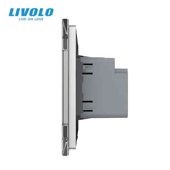Розетка USB-A та USB-C з Power Delivery 36W Livolo сірий скло (VL-C7FCUA18W.UC18W-2IP) Коломыя