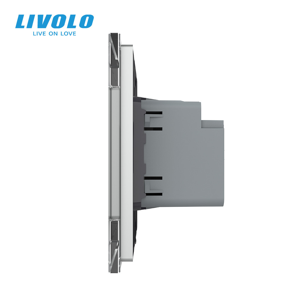 Розетка USB-A та USB-C з Power Delivery 36W Livolo сірий скло (VL-C7FCUA18W.UC18W-2IP) Коломыя - изображение 6