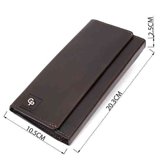 Вертикальный кошелек с отделением для телефона из натуральной кожи GRANDE PELLE 11645 Коричневый Киев