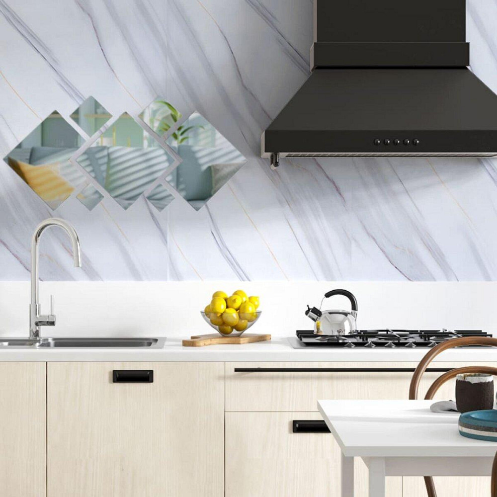 Зеркальный акриловый декор самоклеящийся, 7 штук, серебро Киев - изображение 5