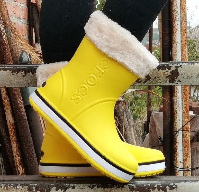 Жіночі Гумові Напівчоботи CROCS Жовті Чоботи Крокси Теплі Зимові (розміри: 36,37,38) — 8 Дніпро - фото 1