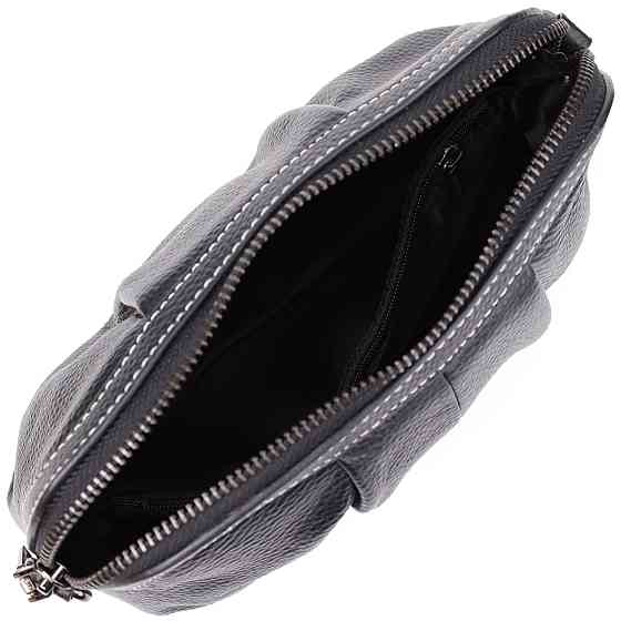 Женская сумка из мягкой натуральной кожи с акцентом на драпировку Черный (Vintage) Киев