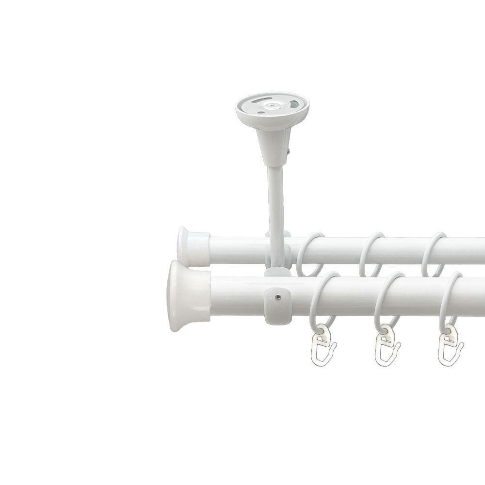 Карниз Orvit Дуо металевий дворядний відкритий до стелі гладка труба кільце металеве Арктіс 25\19 мм 160 см Львов - изображение 1