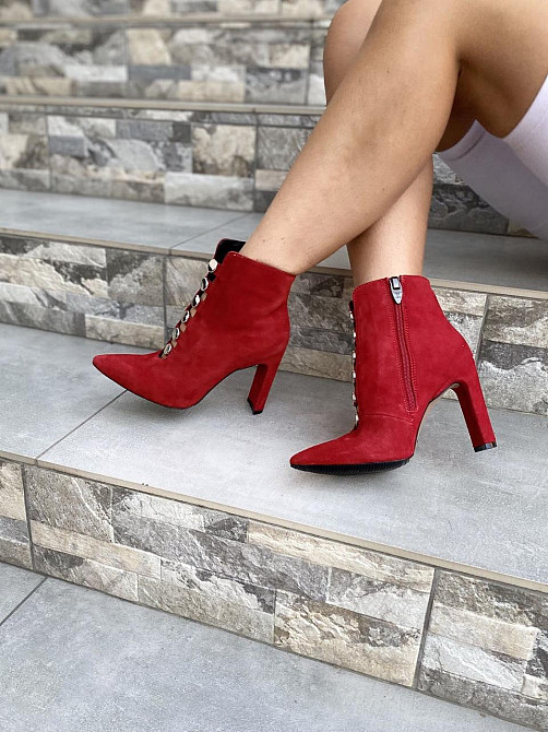 LIRIO Жіночі черевики LIRIO червоні натуральна замша 38р. каблук 9см ( /95-9551) Коломия - фото 1