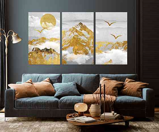 Модульна картина у вітальню/ спальню  Золоті гори   ART-124_3A 70х130 см Київ