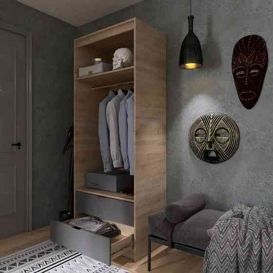 Шафа для одягу з висувними шухлядами Еверест Сіті-800 80,2х50х204,6 см Дуб сонома/Графіт (DTM-071142) Львів