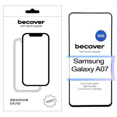 Стекло защитное BeCover 10D Samsung Galaxy A07 SM-A075 Black (713684) Винница