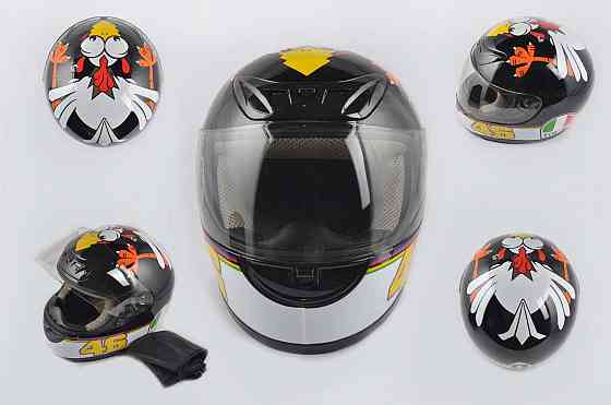 Шлем-интеграл (mod:012) (size:XXL, черный, воротник, CRAZY CHICKEN) Мукачево