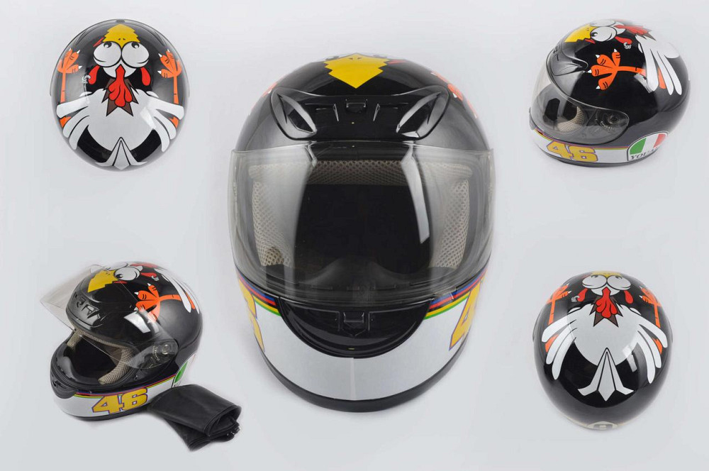 Шлем-интеграл (mod:012) (size:XXL, черный, воротник, CRAZY CHICKEN) Мукачево - изображение 1