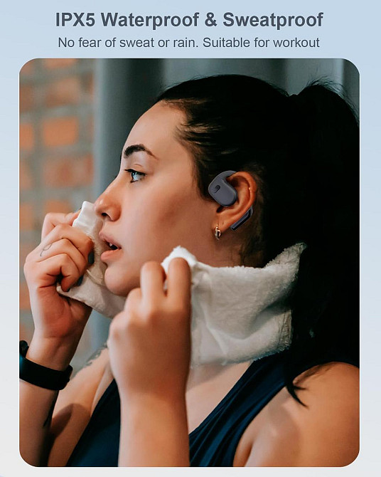 Навушники безпровідні відкритого типу водонепроникні Open Ear Bluetooth 5.3 IPX5 бездротові для бігу, спорту, фітнесу ENC мікрофон Київ - фото 3