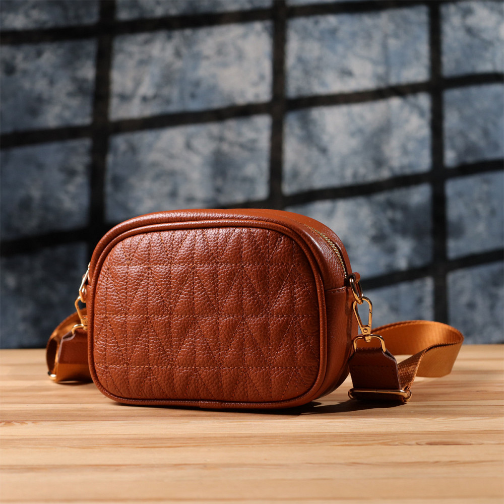 Стеганая сумка для женщин из натуральной кожи Vintage 22899 Рыжий Киев - изображение 10