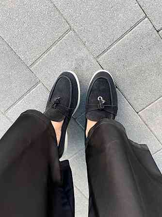 Mermaid Лофери жіночі Mermaid чорні натуральна замша плоска підошва розмір (Б-1) Коломия