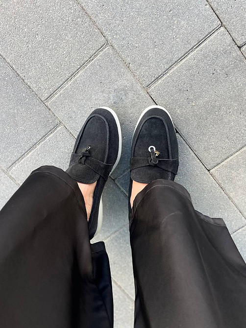 Mermaid Лофери жіночі Mermaid чорні натуральна замша плоска підошва розмір (Б-1) Коломыя - изображение 5