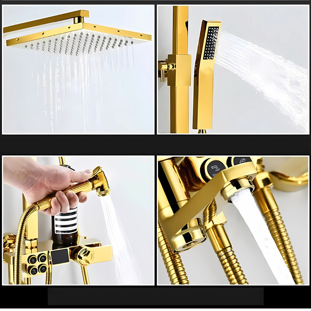 Душевая система хром золото,термостатический набор для душа-4 функции (142074505) Киев - изображение 4
