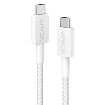 Дата кабель USB-C to USB-C 0.9m nylon 322 white Anker (A81F5H21/A81F5G21) Вінниця