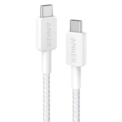 Дата кабель USB-C to USB-C 0.9m nylon 322 white Anker (A81F5H21/A81F5G21) Винница - изображение 1