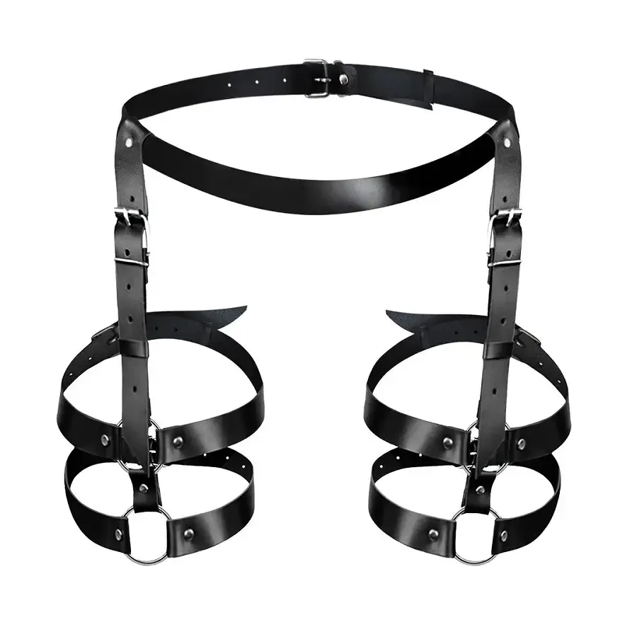 Шкіряні гартери Art of Sex - Melani Leather garters, Чорні XS-M Львов - изображение 1