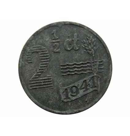 Монета 2,5 цента. 1941 год, Нидерланды. (Цинк). Полтава