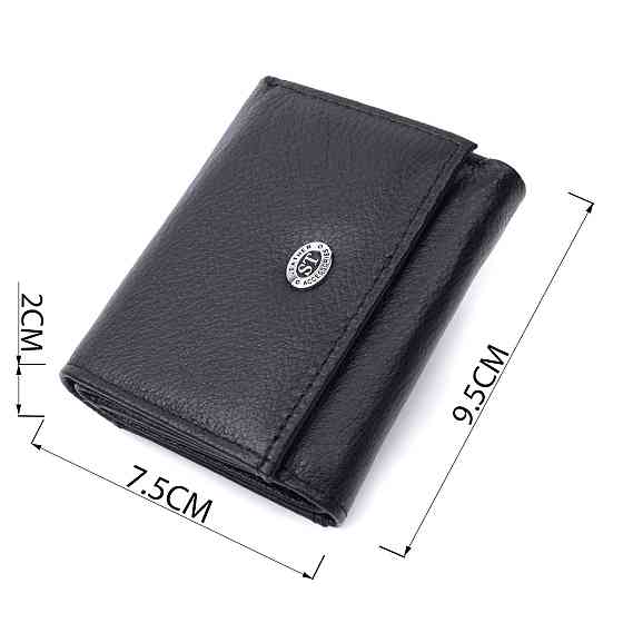 Невелике жіноче портмоне з монетницею з натуральної шкіри ST Leather 22730 Чорний Київ