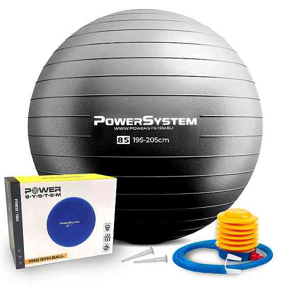 М'яч для фітнесу (фітбол) Power System PS-4018 Ø85 cm PRO Gymball Black Кам'янське