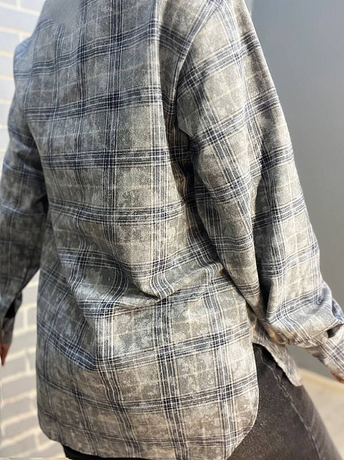 Сорочка жіноча Ariadna 2373 картата оверсайз коттон варка one size, сірий, one size Київ - фото 5