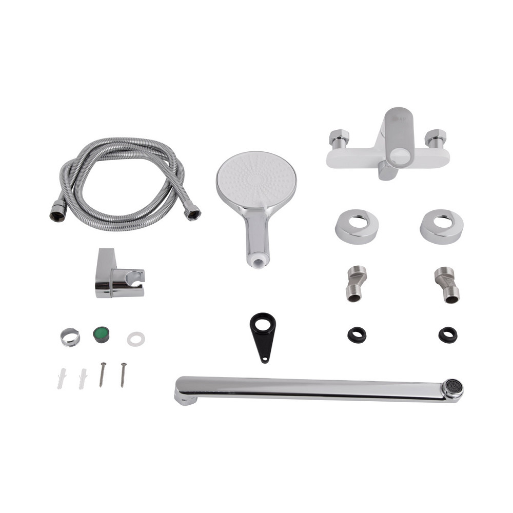 Смеситель для ванны Qtap Jay с длинным поворотным изливом (c душевым гарнитуром) QTJAY2601CRW45552 Chrome/White Киев - изображение 7