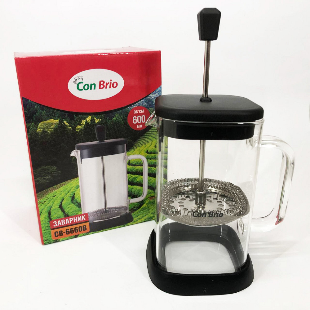 Багаторазовий френч-прес Con Brio 600 мл CB-6660B, Заварник френч-прес, Френчпрес для кави FV-94 Івано-Франківськ - фото 4