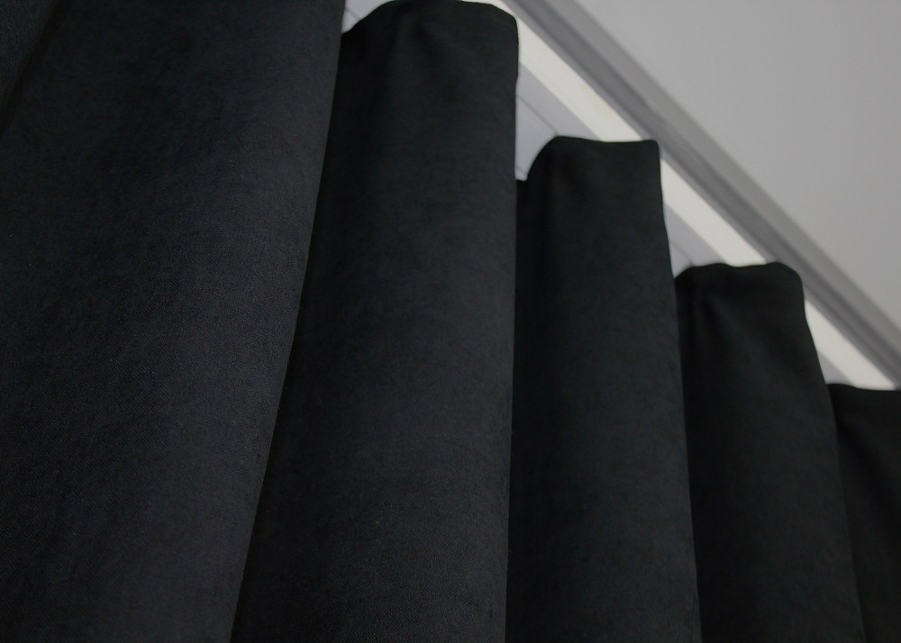 Комплект готових штор VR-Textil Мікровелюр Petek № 1522ш Чорний 150х290 см 2 шт (33-0375) Київ - фото 6