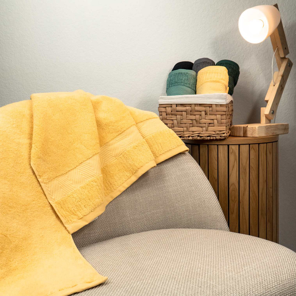 Набір махрових рушників Зеро Твіст Бордюр 2шт 50x90см, 70x140см 550г/м2 (Жовтий) Суми - фото 2