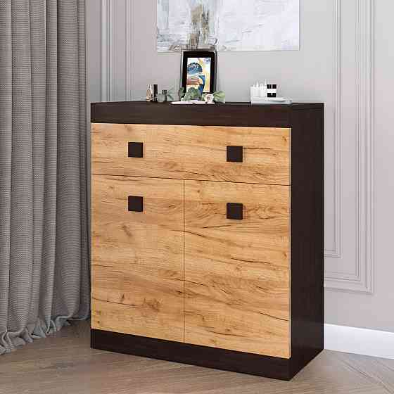 Комод з дверима та ящиком Еверест Соната-4 80х38х94 венге темний + дуб крафт золотий (DTM-2066) Львів