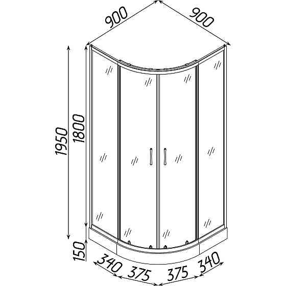 Душевая кабина полукруглая GARDNO L90MS BRAVO (2уп.) (000031399) Киев