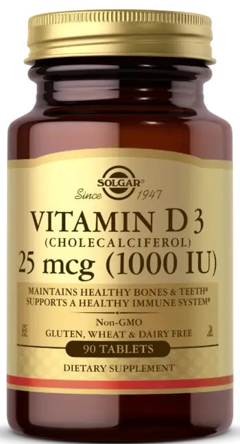 Вітамін Д3 (холекальциферол) Solgar Vitamin D3 25 мкг 90 таб Київ - фото 1