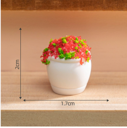 Мініатюрний вазон 2 х 1.7 см Червоні квіти для міні-саду та хендмейду Одеса