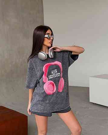 Женская стильная оверсайз футболка в технике тай-дай с накатом трикотаж - 100% хлопок Одесса