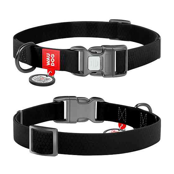 Ошейник для собак водостойкий WAUDOG Waterproof c QR паспортом, пластиковая пряжка-фастекс, Ш 15 мм, Длин 25-35 см, черный Киев