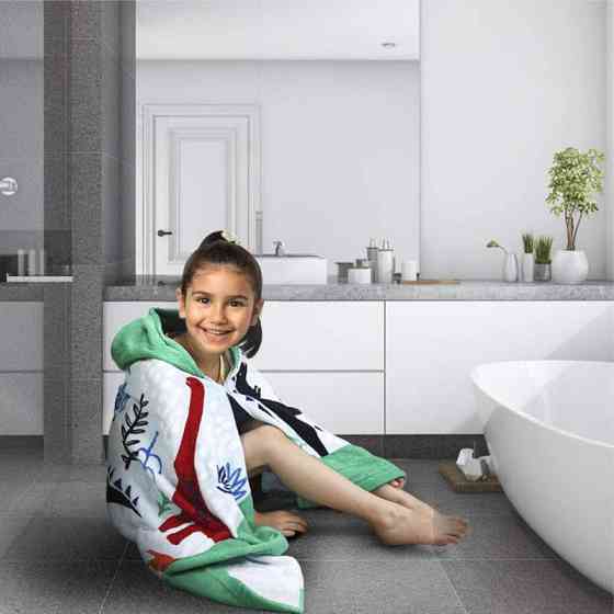 Детское Пляжное Полотенце с Капюшоном Lovely Svi ( Хлопок Махра 76 х127 см от 3-12 лет) в Бассейн Динозаврики Киев