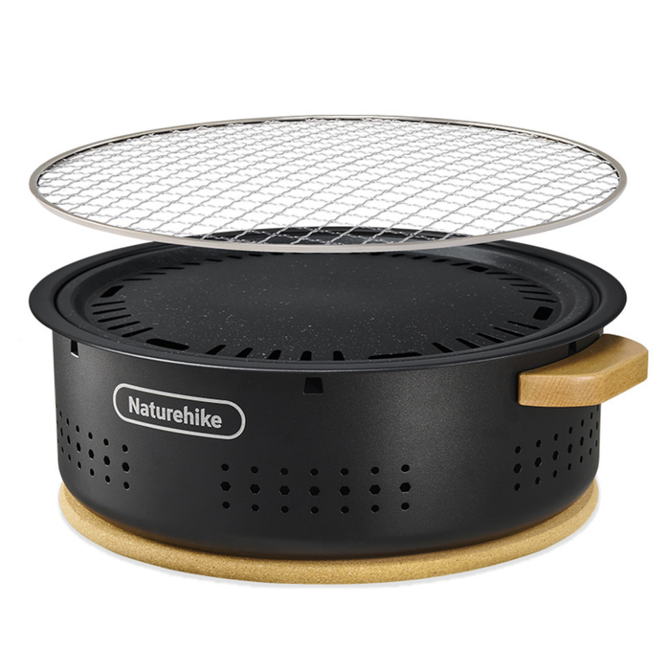 Піч настільна кругла з решіткою гриль і сковорідкою Naturehike CNK2550CF010 36х32.6х12 см хромоване залізо Вінниця - фото 1