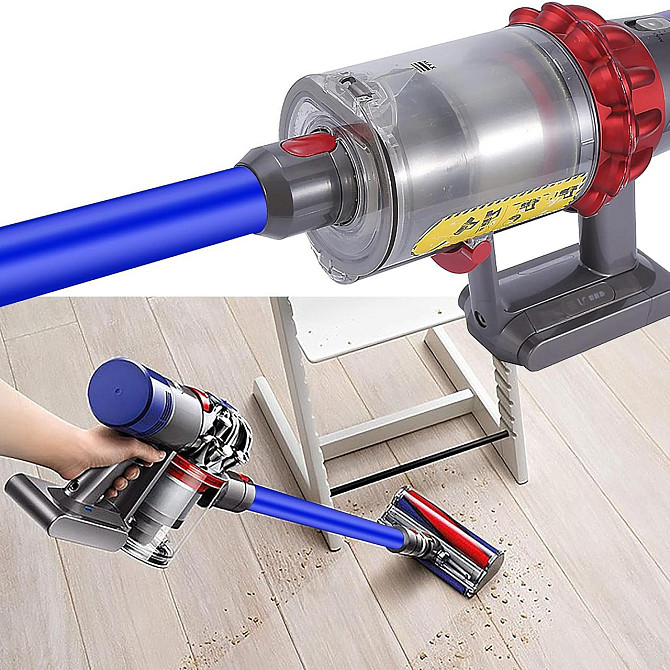 Телескопічна подовжувальна трубка для Dyson V7 V8 V10 V11 V15, алюмінієва 73 см, швидкоз'ємне з'єднання, з контактами, синя Київ - фото 3