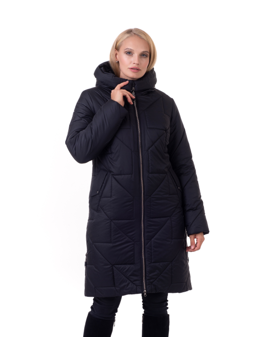 Жіноча зимова куртка пуховик із капюшоном чорного кольору. Київ - фото 2