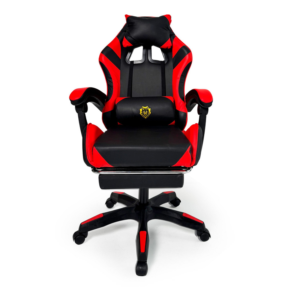 Геймерское кресло Primaveo с эргономичными подушками и выдвижной подставкой для ног, Черный/Красный Киев - изображение 2