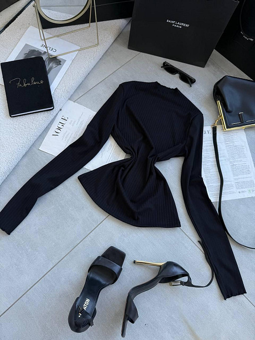 Женский теплый базовый гольф из ангоры рубчик Черный, 42/46 Одесса - изображение 5