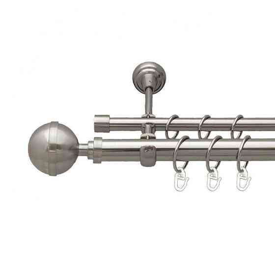 Карниз Orvit Калісто металевий дворядний відкритий гладка труба кільце металеве Нержавіюча Сталь 25\16 мм 240 Львов