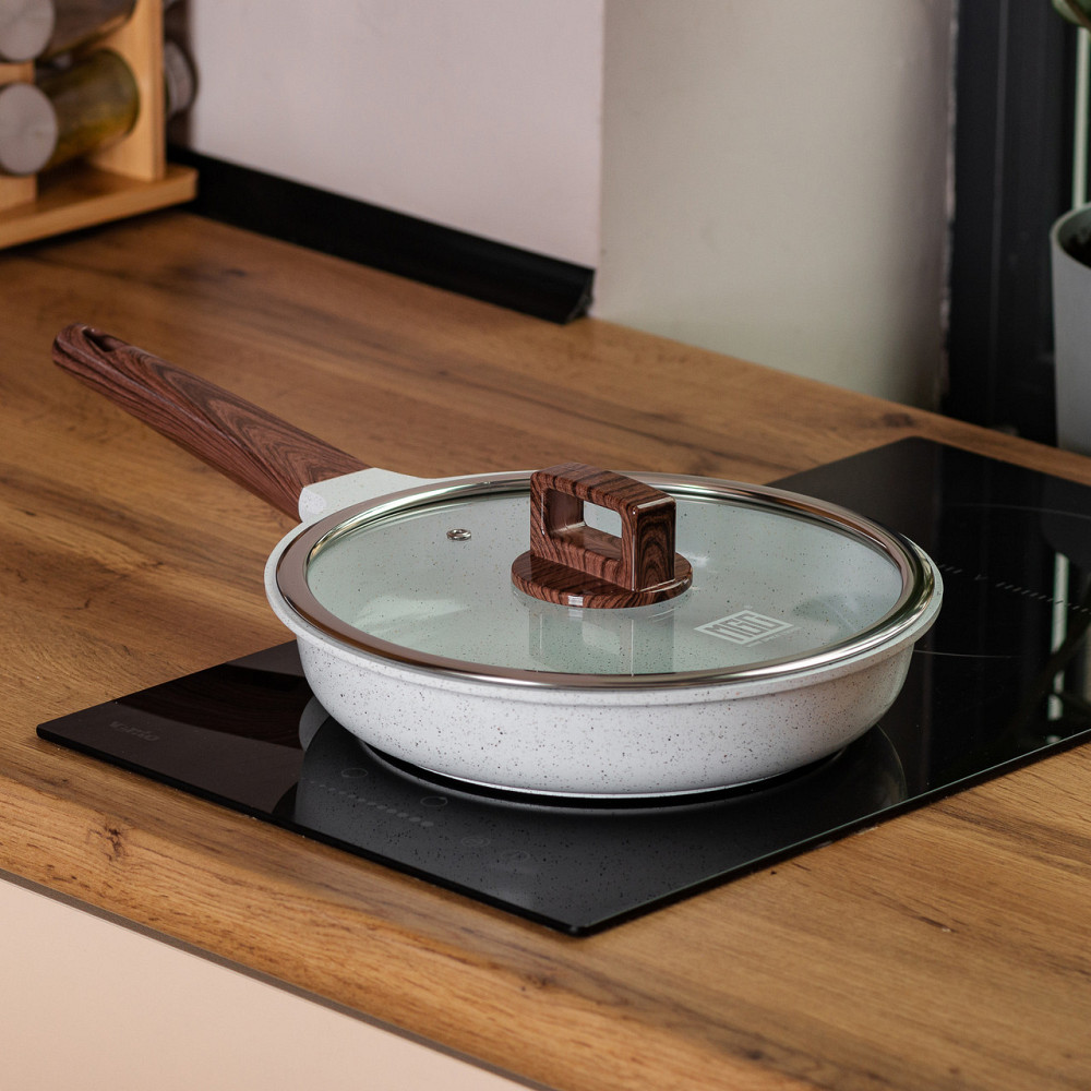 Керамічна антипригарна сковорода 24 см, 2 л, біла Київ - фото 5