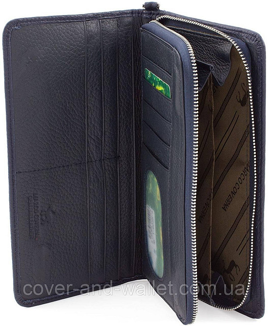 Стильный кошелек клатч на магнитах и молнии синего цвета Marco Coverna 1-6056 Киев - изображение 10