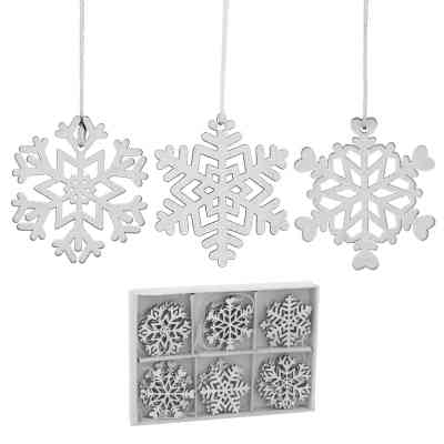 Елочная игрушка Chomik Сніжинки, 18 шт, 4,5 см, дерево білі (5900779878983) Вінниця