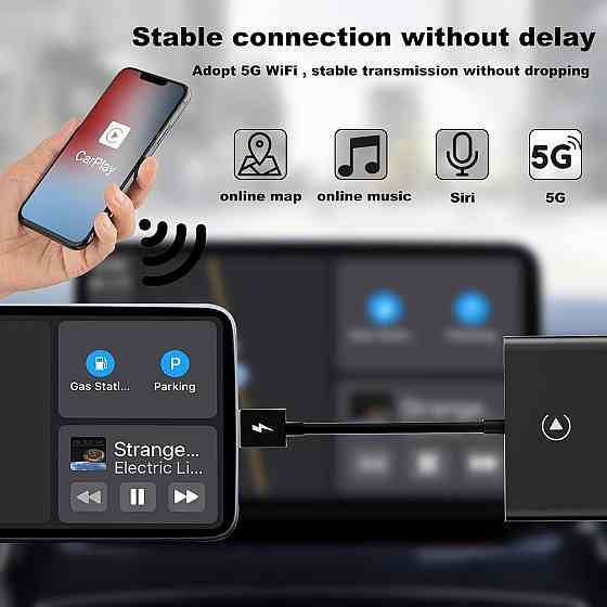 Бездротовий CarPlay Адаптер для iPhone: Конвертація Провідного в Бездротовий з Bluetooth & 5GHz WiFi Київ