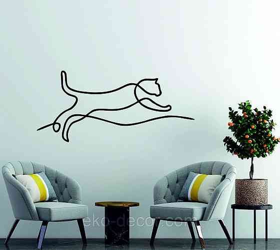 Декоративное настенное 3D Панно «Кот» Декор на стену с объемом 70*31 см, Черный Киев