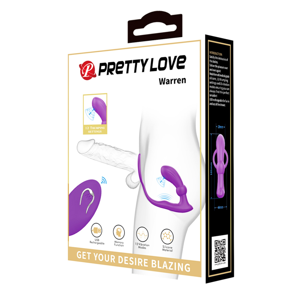 Вібромасажер простати з ерекційним кільцем і пультом ДУ Pretty Love - Warren Purple, BI-040162W-1 Sex Aura Київ - фото 10
