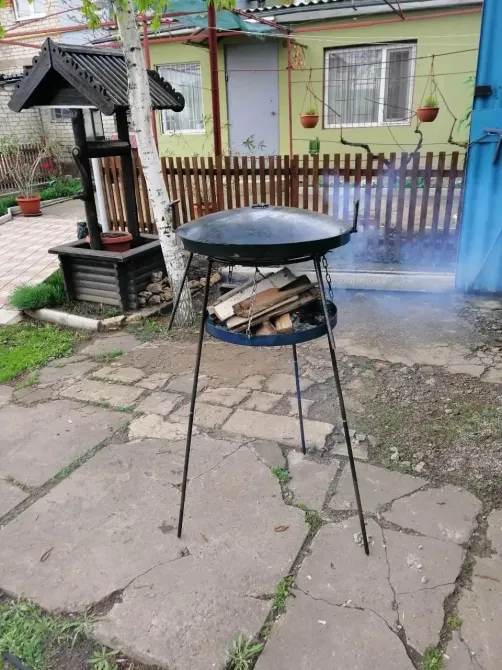 Сковорода + підставка для розведення вогню 50 СМ (садж) на ніжках 100 СМ не розбірні Київ - фото 4